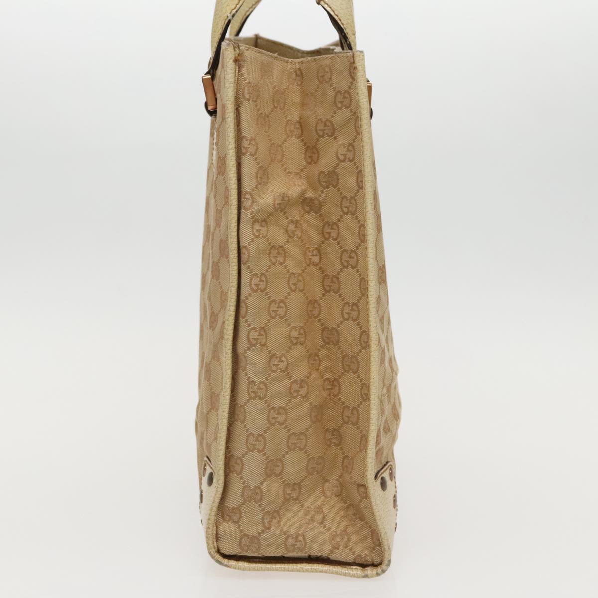 GUCCI GG Canvas Tote Bag Beige Gold 124261 Auth 96237