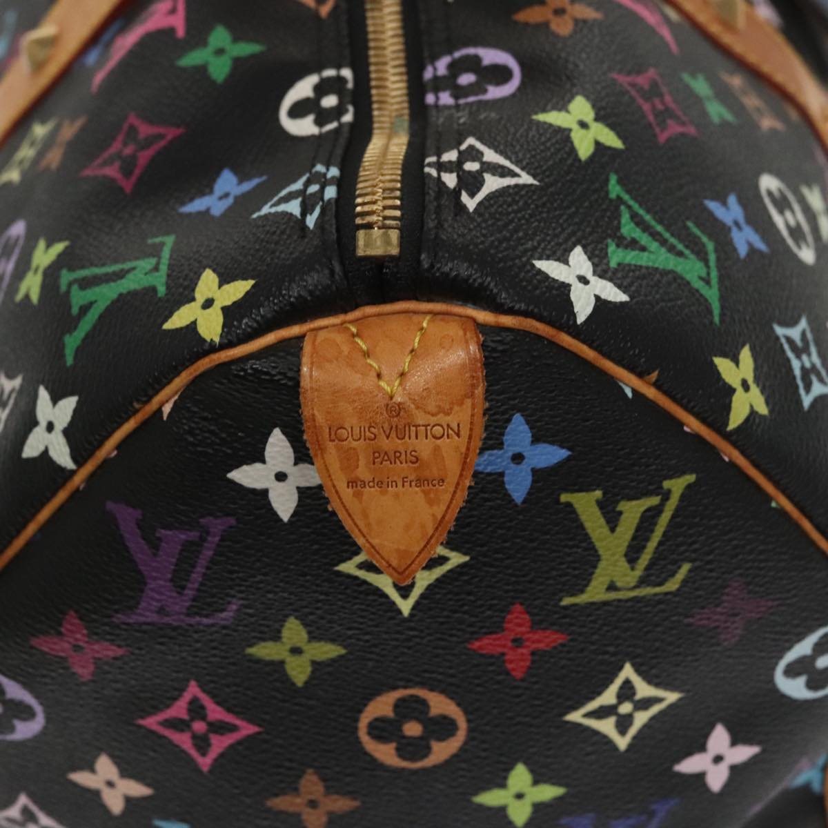 LOUIS VUITTON Monogram Multicolor Keepall 45 Boston Bag Black M92640 Auth 96238A