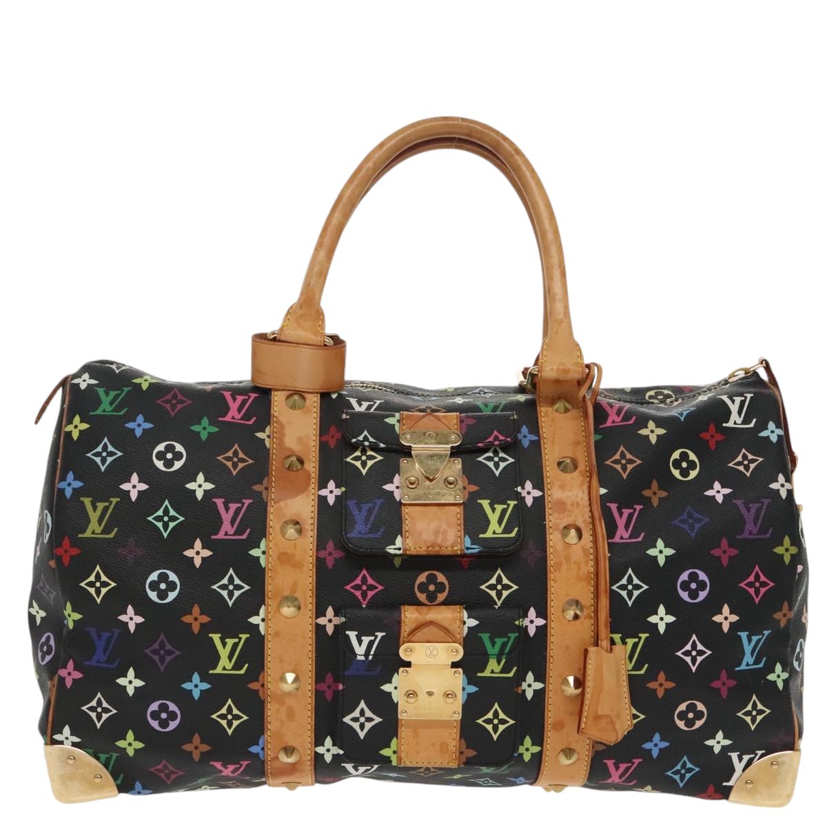 LOUIS VUITTON Monogram Multicolor Keepall 45 Boston Bag Black M92640 Auth 96238A