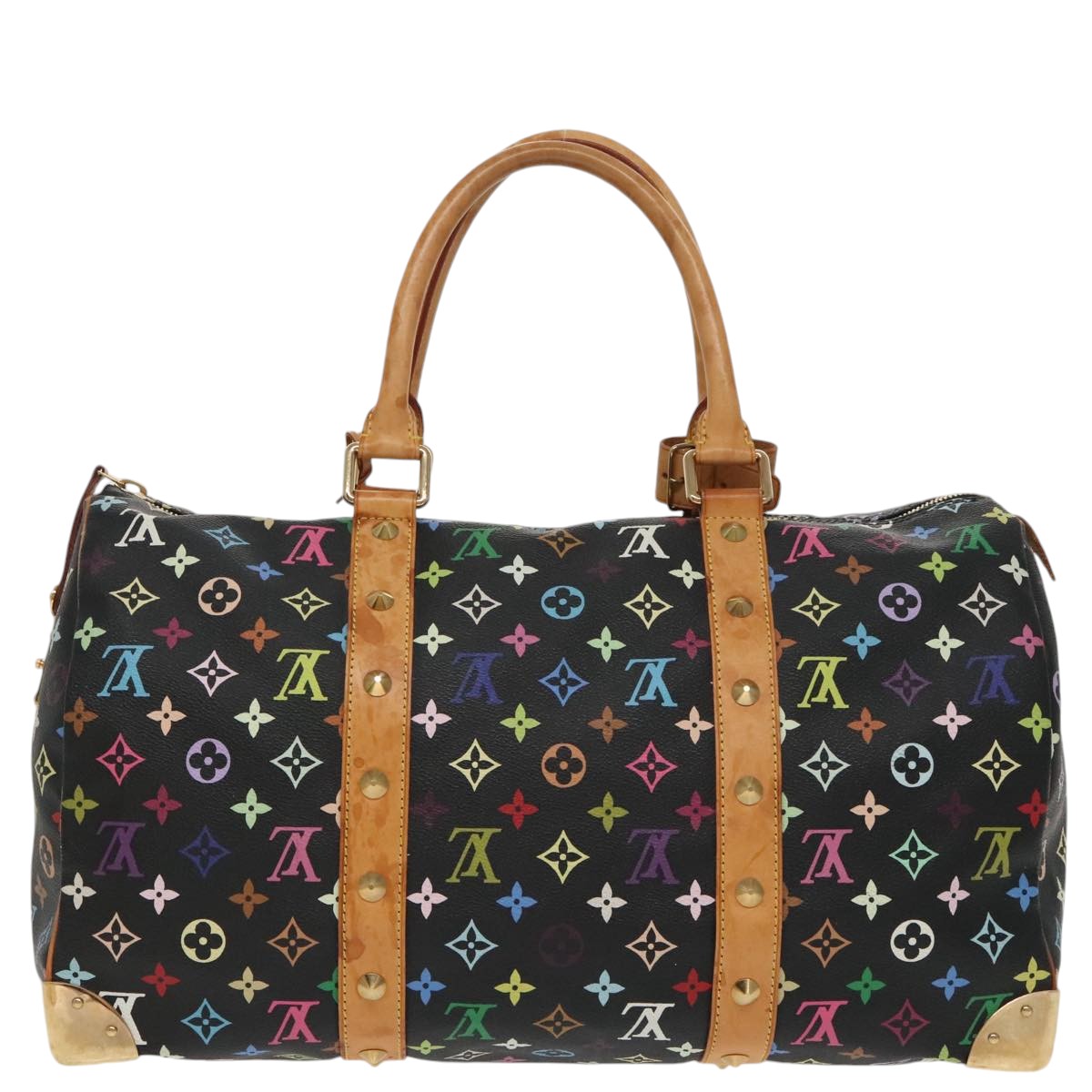 LOUIS VUITTON Monogram Multicolor Keepall 45 Boston Bag Black M92640 Auth 96238A - 0