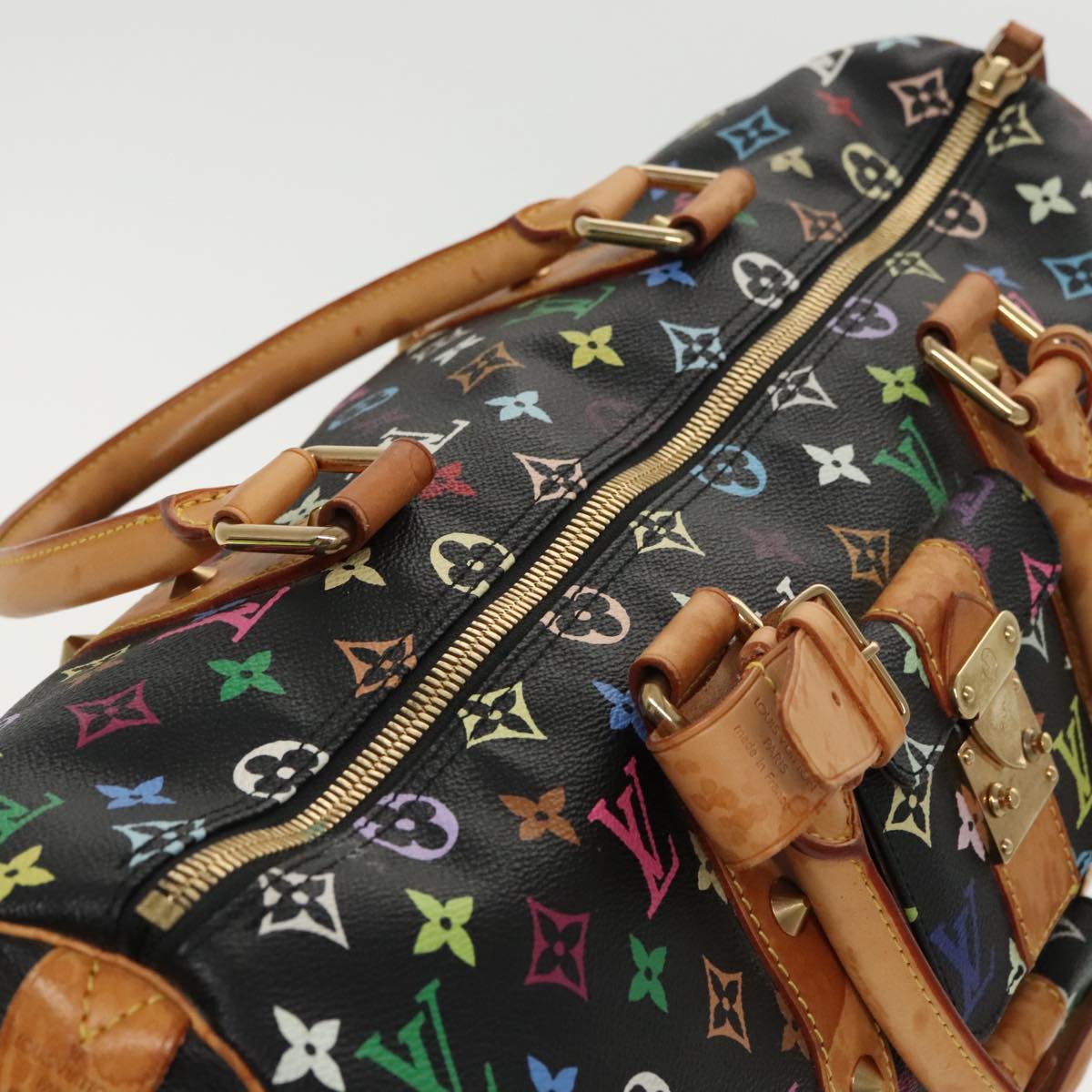 LOUIS VUITTON Monogram Multicolor Keepall 45 Boston Bag Black M92640 Auth 96238A