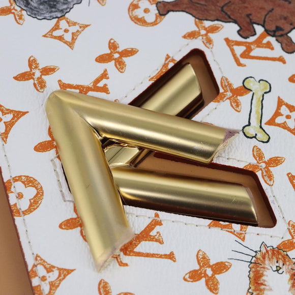 LOUIS VUITTON Catgram Twist MM Shoulder Bag White M44460 LV Auth 96243SM