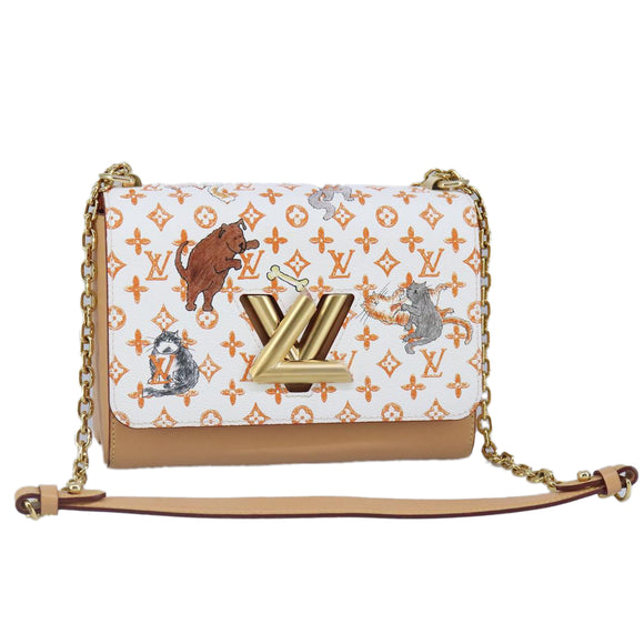 LOUIS VUITTON Catgram Twist MM Shoulder Bag White M44460 LV Auth 96243SM