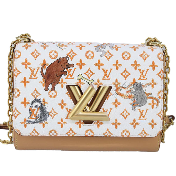 LOUIS VUITTON Catgram Twist MM Shoulder Bag White M44460 LV Auth 96243SM