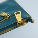 PRADA Shoulder Bag Safiano leather Turquoise Blue Gold Auth 96244-9
