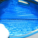 PRADA Shoulder Bag Safiano leather Turquoise Blue Gold Auth 96244-10