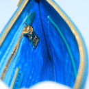 PRADA Shoulder Bag Safiano leather Turquoise Blue Gold Auth 96244-19