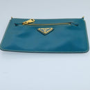 PRADA Shoulder Bag Safiano leather Turquoise Blue Gold Auth 96244-6