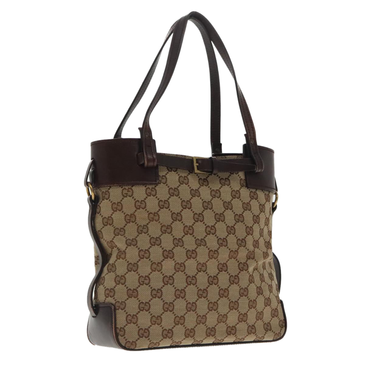 GUCCI GG Canvas Tote Bag Beige Brown 107757 Auth 96309