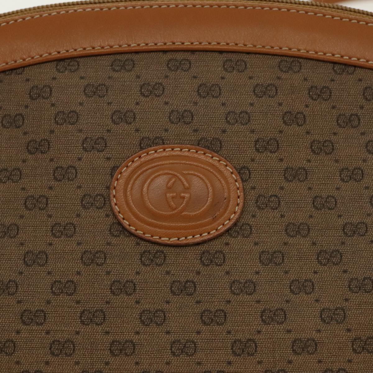 GUCCI Micro GG Canvas Shoulder Bag Beige Gold 007 87 0018 Auth 96319