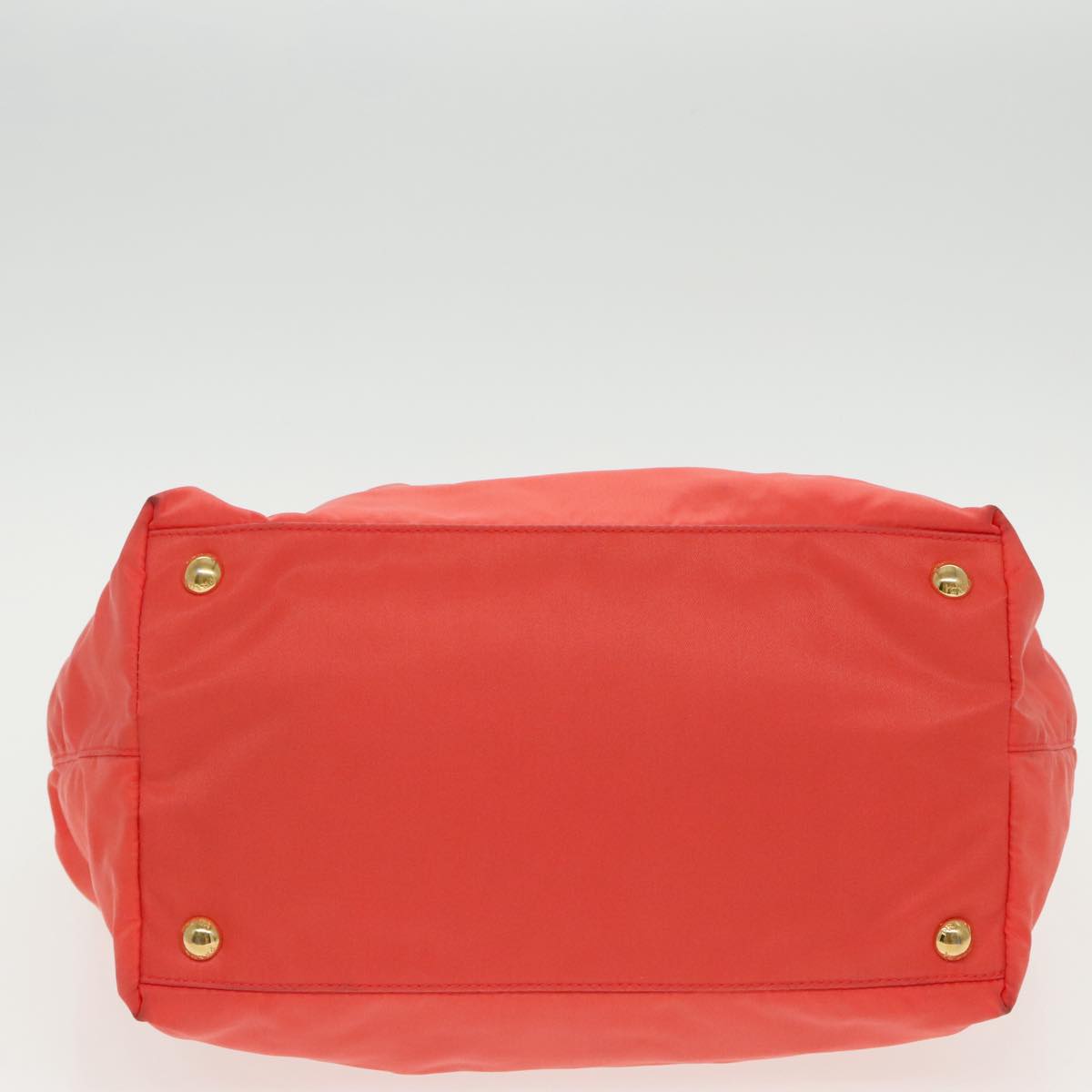 PRADA Hand Bag Nylon Orange Gold Auth 96342