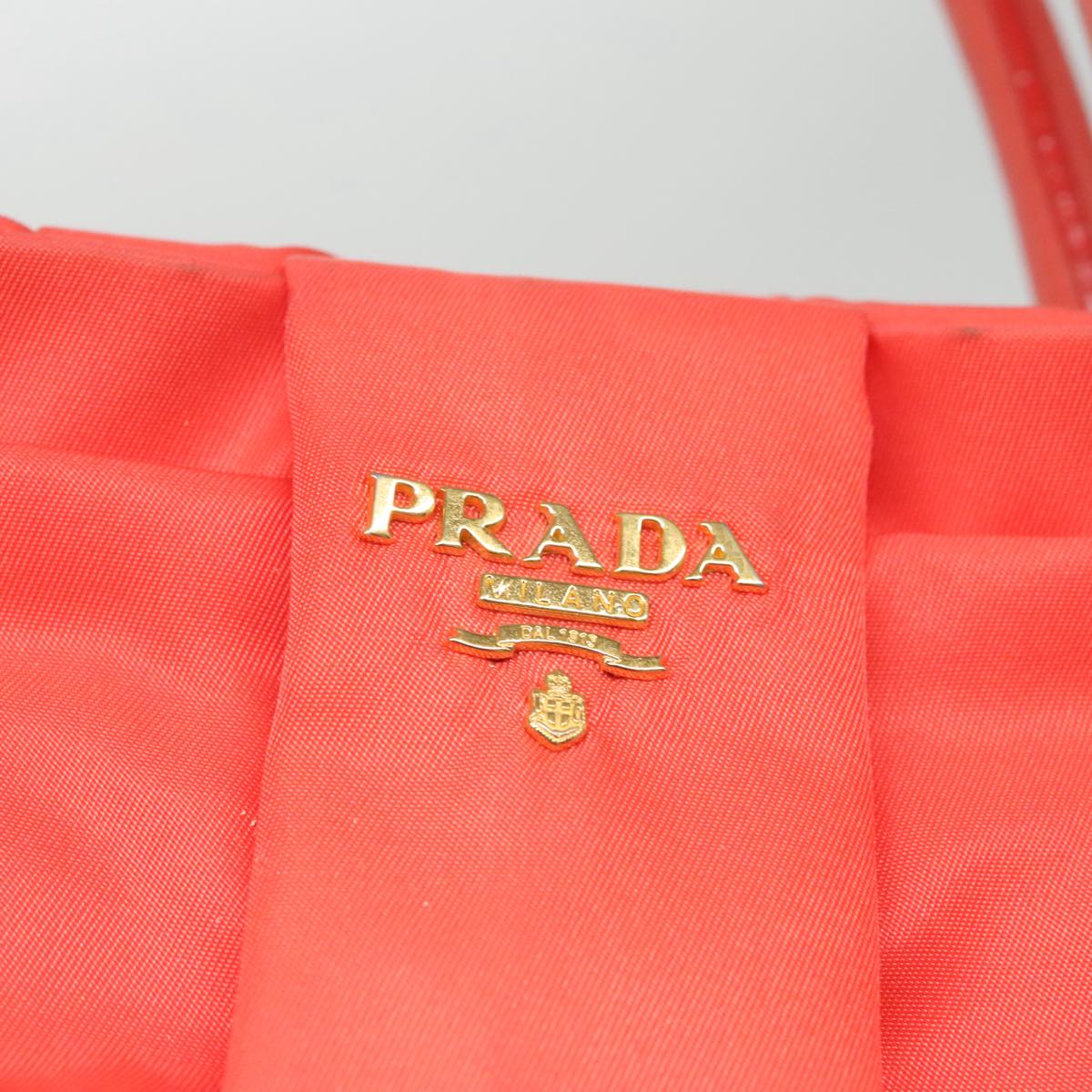 PRADA Hand Bag Nylon Orange Gold Auth 96342