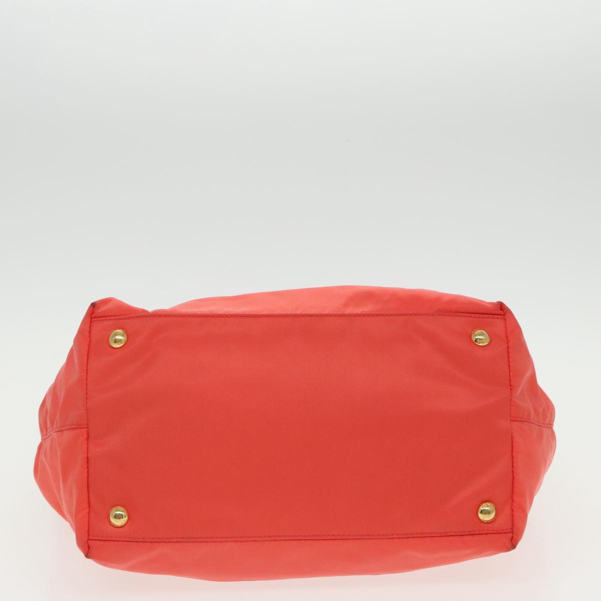 PRADA Hand Bag Nylon Orange Gold Auth 96342