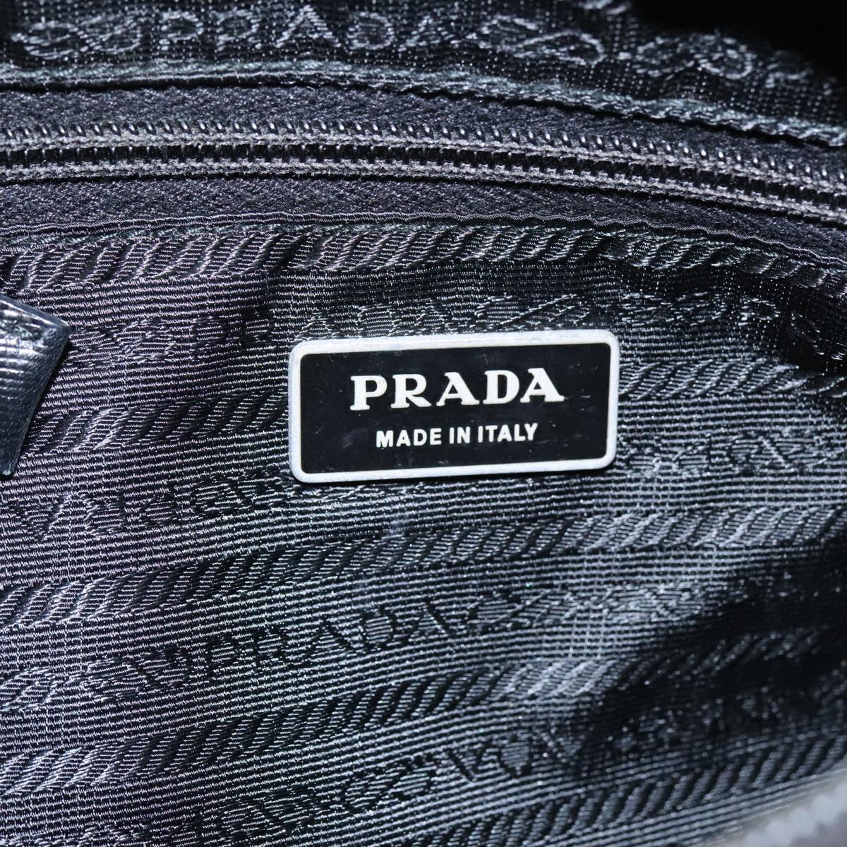 PRADA Shoulder Bag Nylon Black Silver Auth 96343