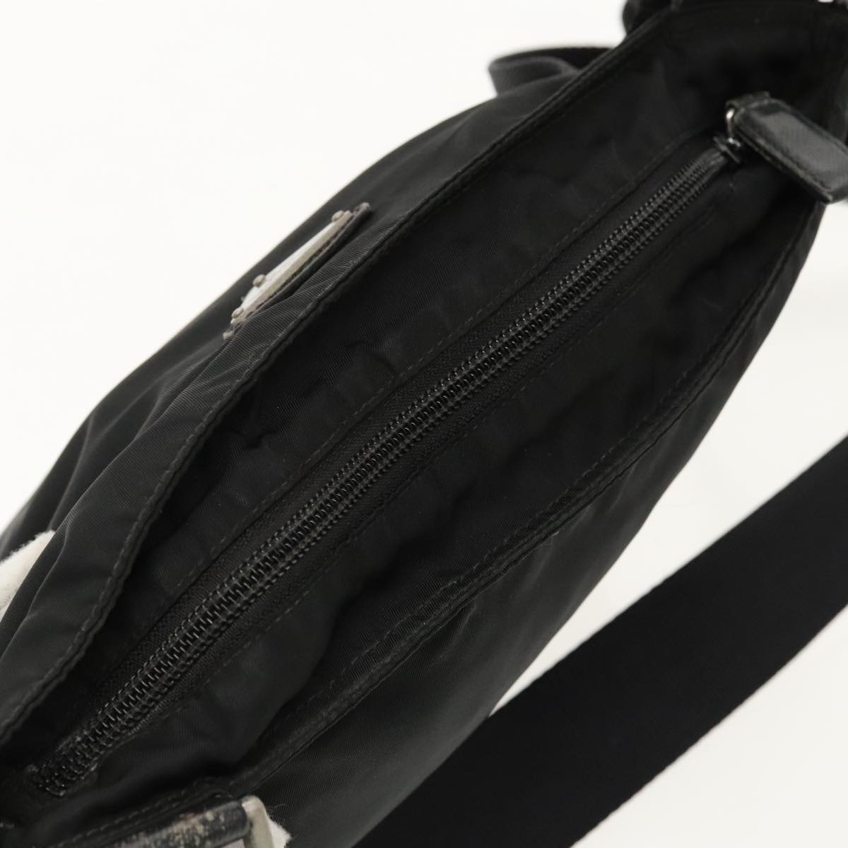 PRADA Shoulder Bag Nylon Black Silver Auth 96343