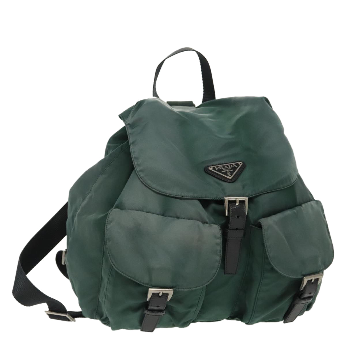 PRADA Backpack Nylon Green Silver Auth 96346