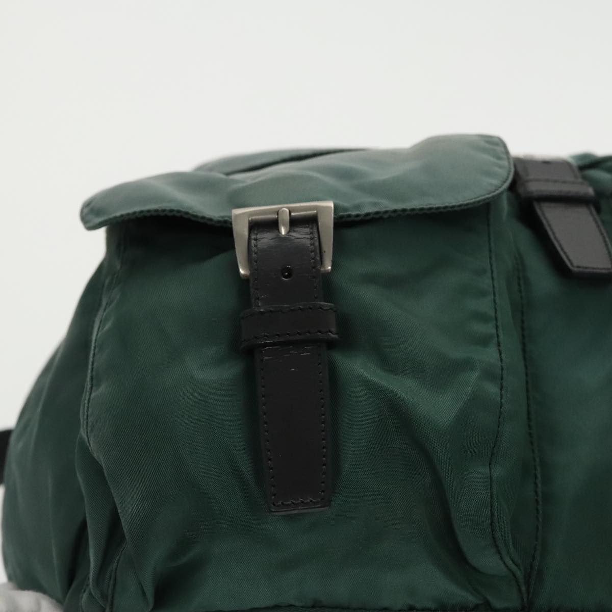 PRADA Backpack Nylon Green Silver Auth 96346