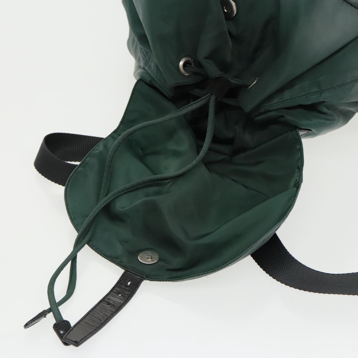 PRADA Backpack Nylon Green Silver Auth 96346