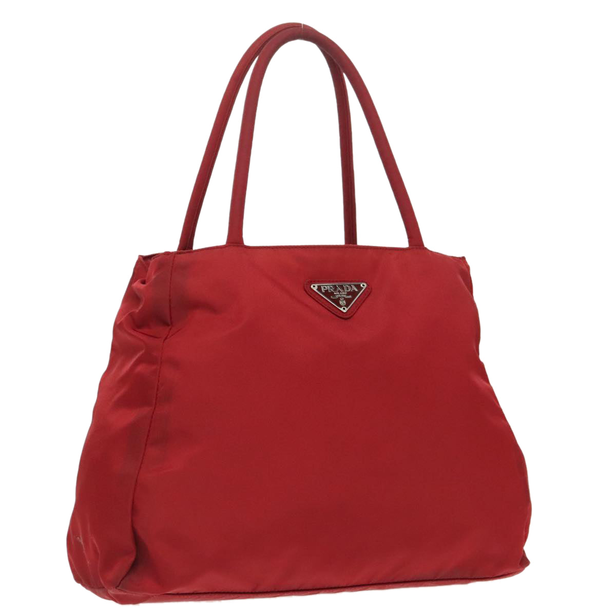 PRADA Hand Bag Nylon Red Silver Auth 96347