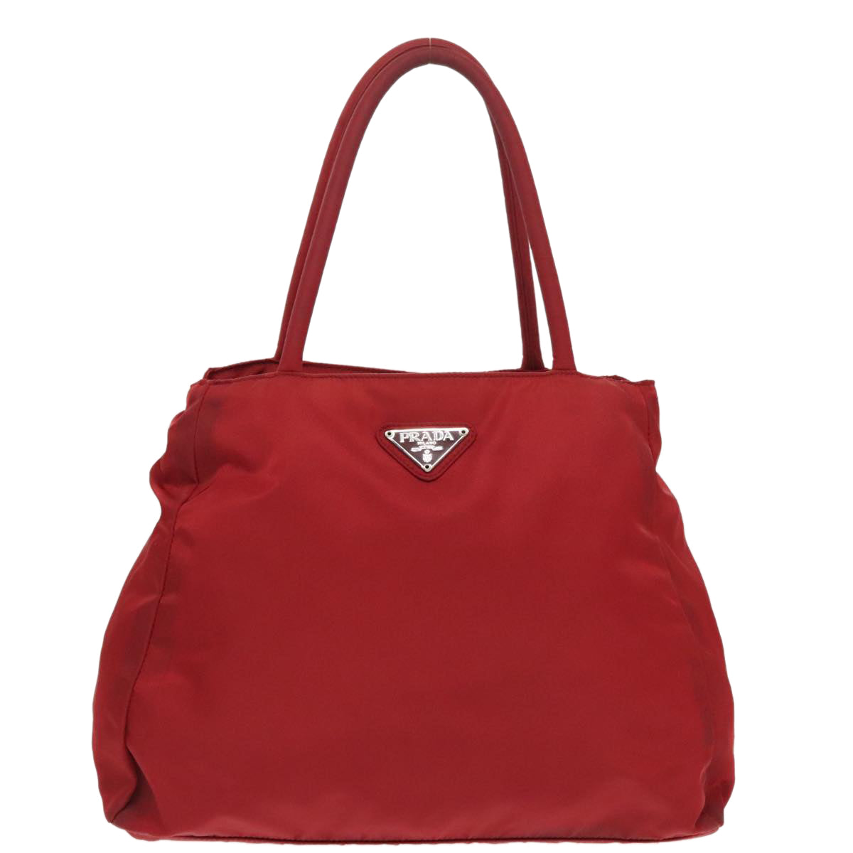 PRADA Hand Bag Nylon Red Silver Auth 96347