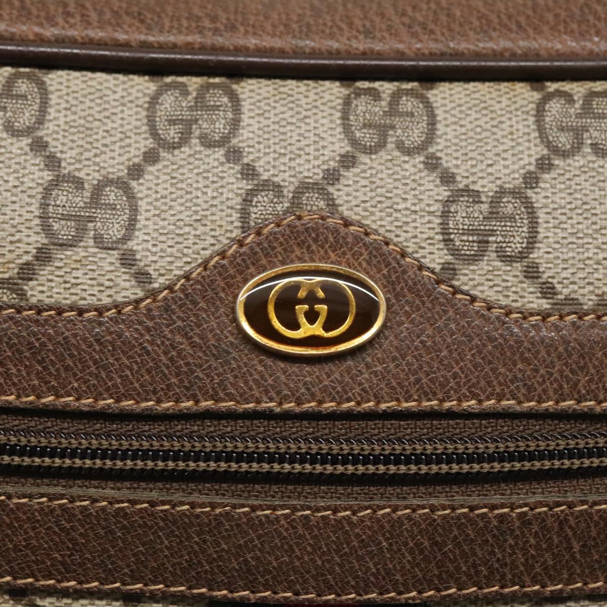 GUCCI GG Supreme Web Sherry Line Shoulder Bag PVC Beige 904 02 005 Auth 96357