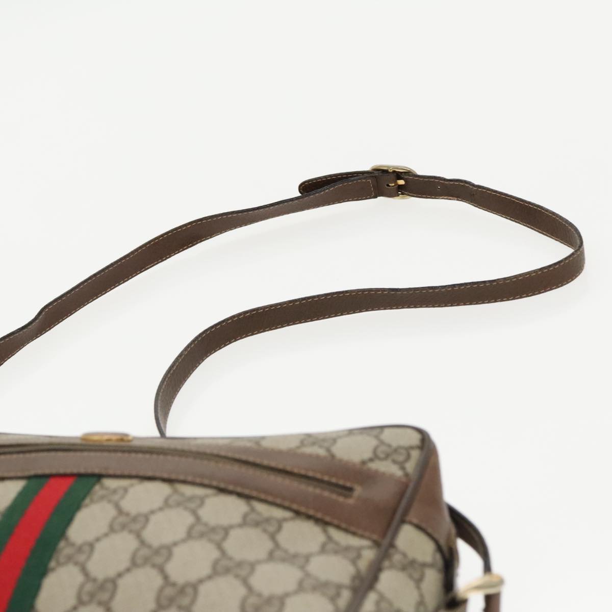 GUCCI GG Supreme Web Sherry Line Shoulder Bag PVC Beige 904 02 005 Auth 96357