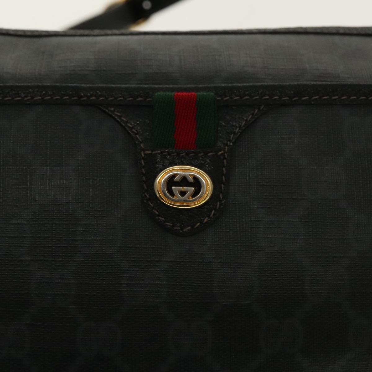 GUCCI GG Supreme Web Sherry Line Shoulder Bag PVC Black Red 89 02 077 Auth 96367