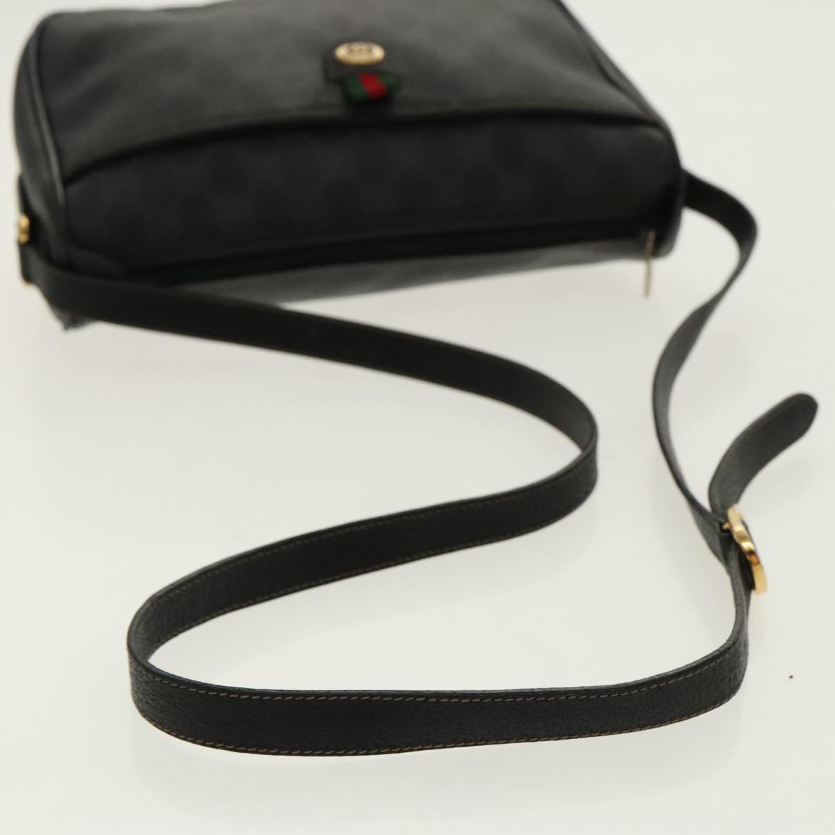 GUCCI GG Supreme Web Sherry Line Shoulder Bag PVC Black Red 89 02 077 Auth 96367