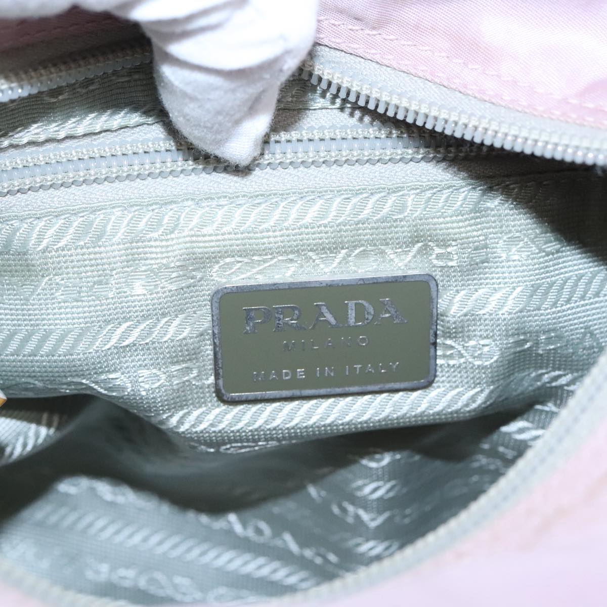 PRADA Shoulder Bag Nylon Pink Silver Auth 96371