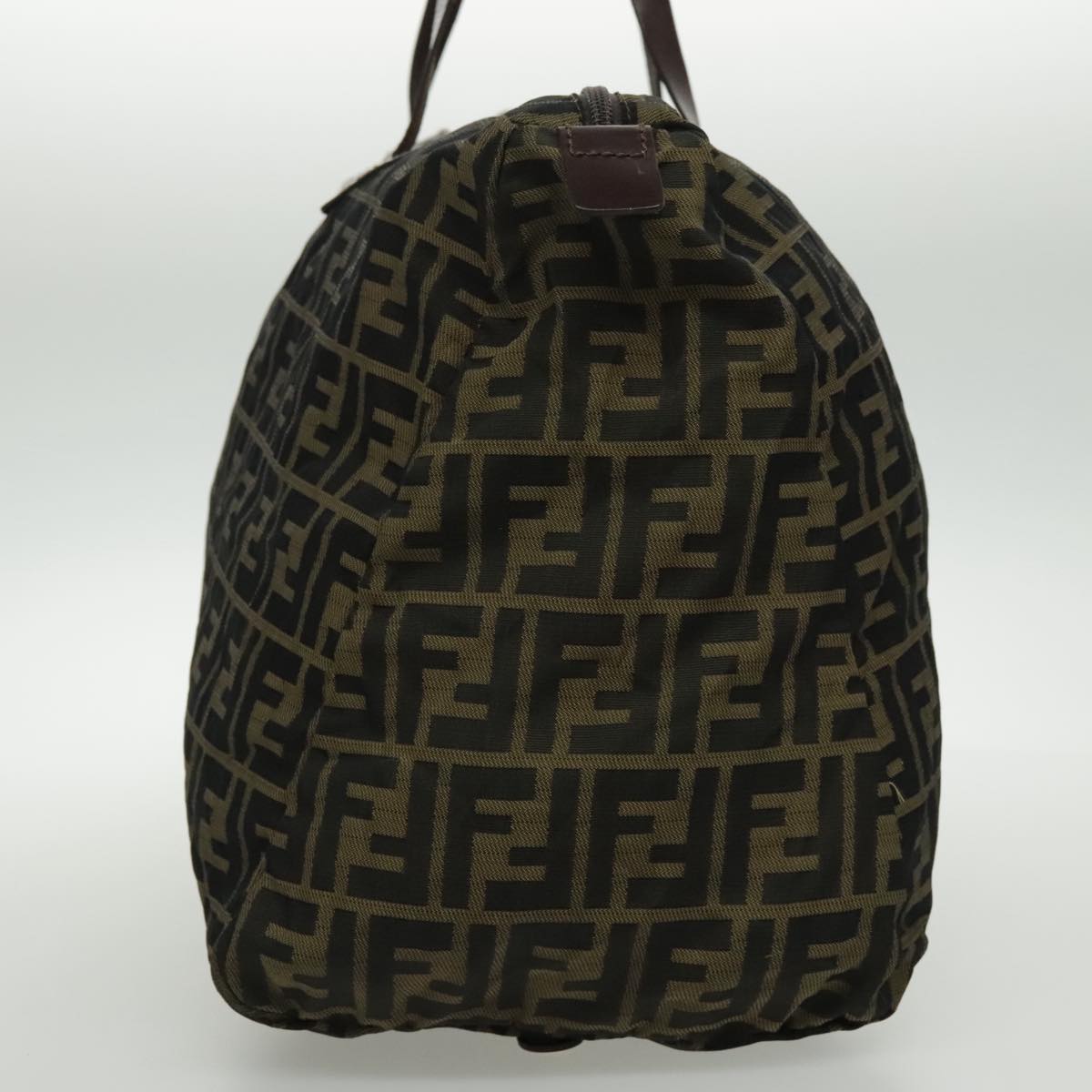 FENDI Zucca Canvas Tote Bag Brown Black Gold Auth 96374