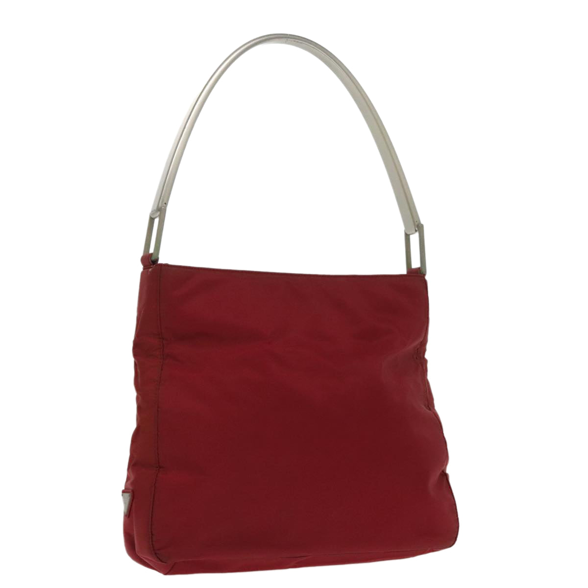 PRADA Shoulder Bag Nylon Red Silver Auth 96397