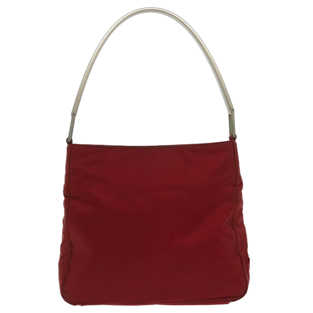 PRADA Shoulder Bag Nylon Red Silver Auth 96397