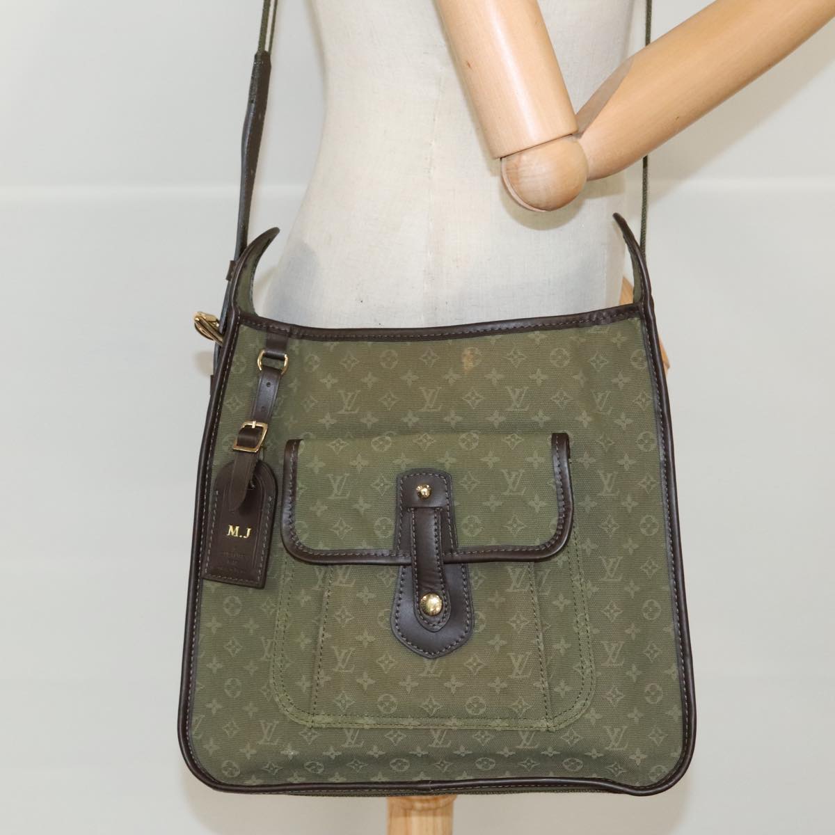 LOUIS VUITTON Monogram Mini Besace Mary Kate Bag TST Khaki M92322 Auth 96407