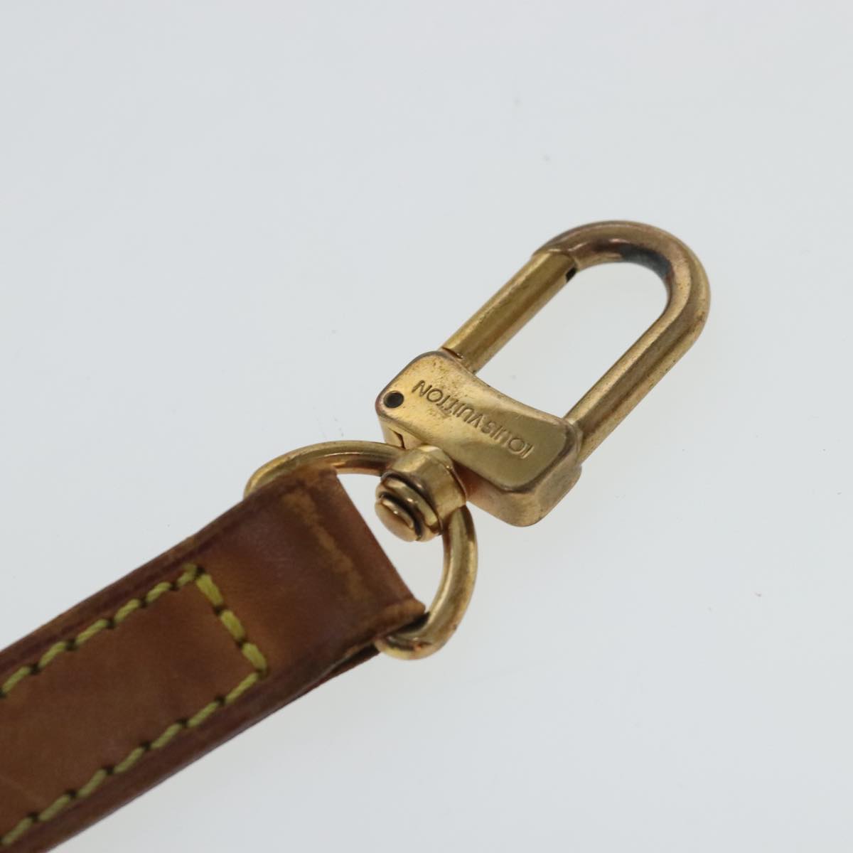 LOUIS VUITTON Shoulder Strap Leather 44.9"" Beige LV Auth 96423