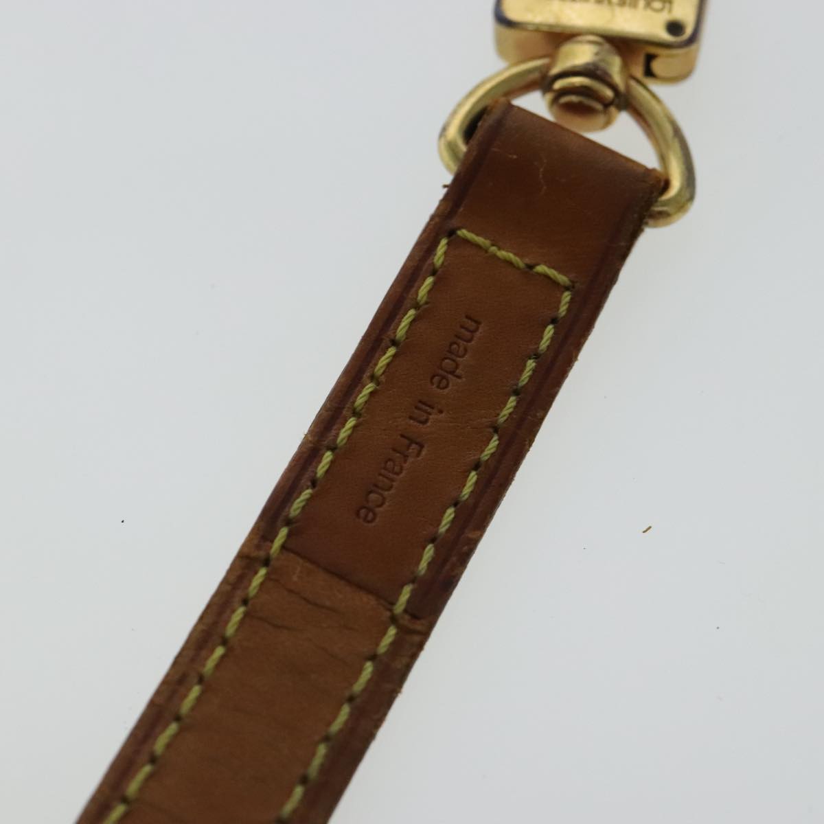 LOUIS VUITTON Shoulder Strap Leather 44.9"" Beige LV Auth 96423