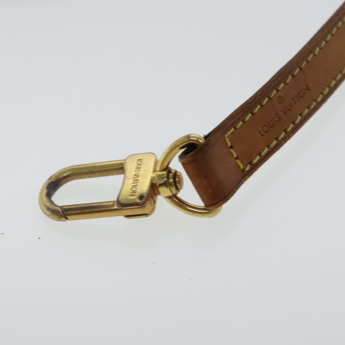 LOUIS VUITTON Shoulder Strap Leather 44.9"" Beige LV Auth 96423 - 0