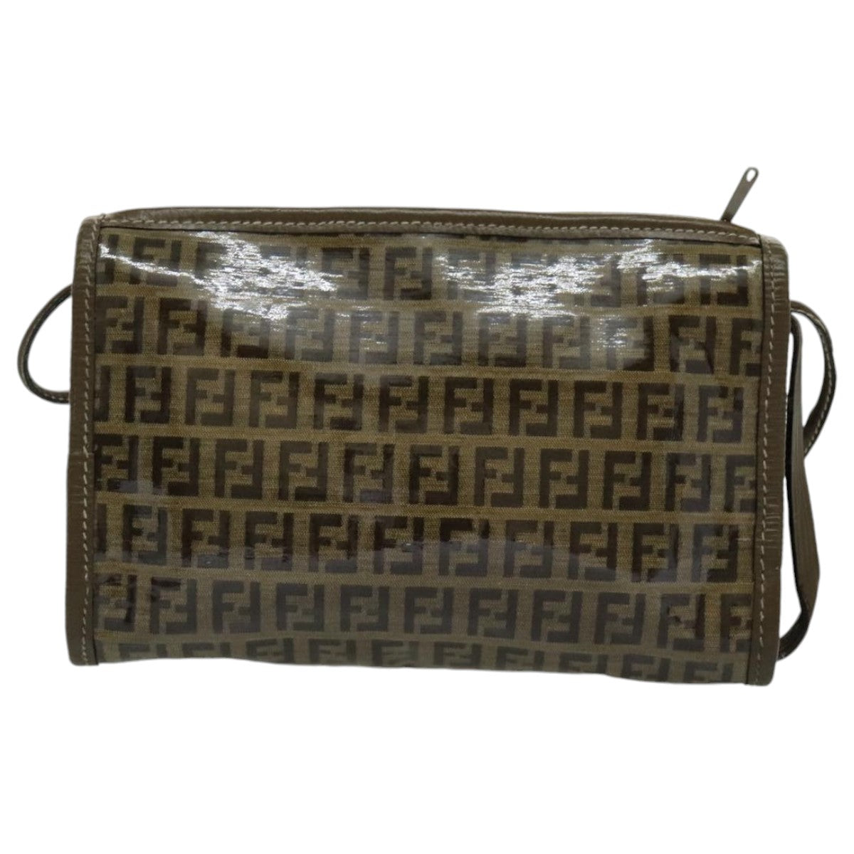 FENDI Zucchino Canvas Shoulder Bag Brown Auth 96429 - 0