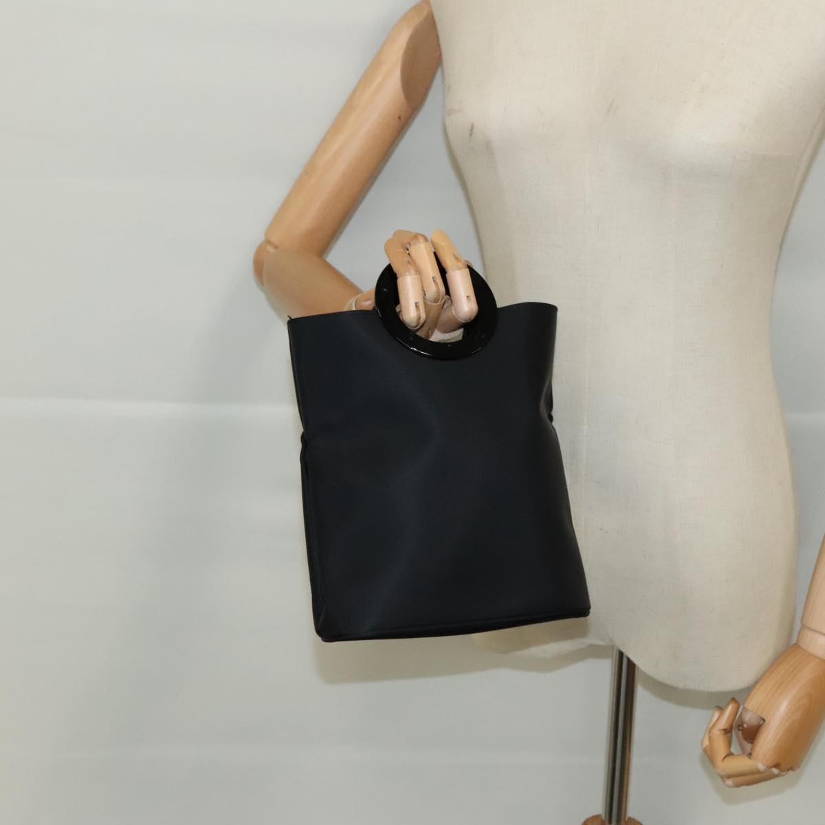 CELINE Hand Bag Nylon Black Auth 96449