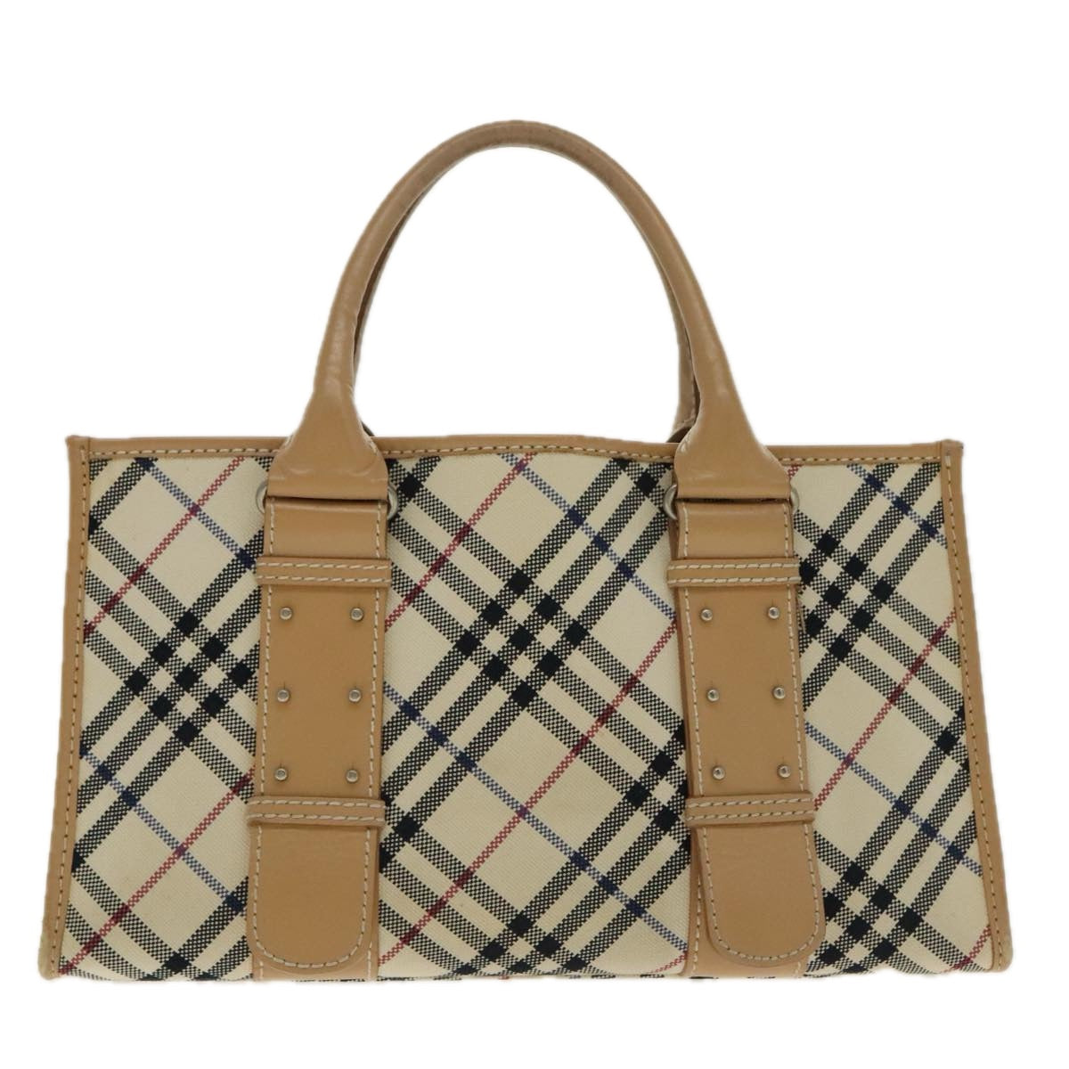 BURBERRY Nova Check Blue Label Hand Bag Canvas Beige Auth 96451