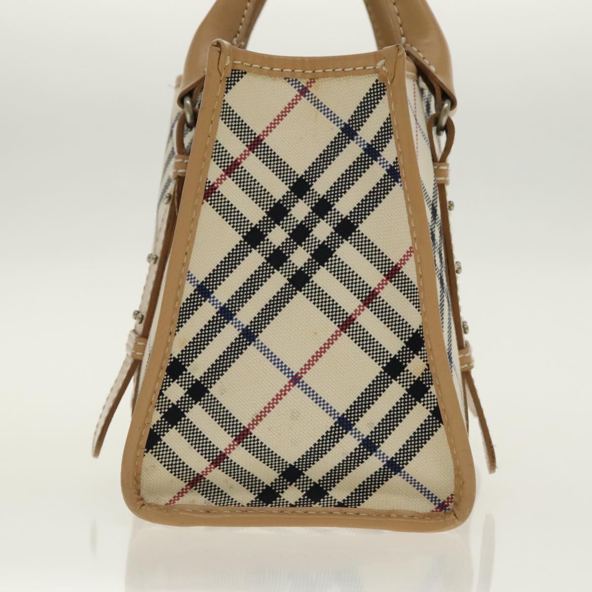 BURBERRY Nova Check Blue Label Hand Bag Canvas Beige Auth 96451