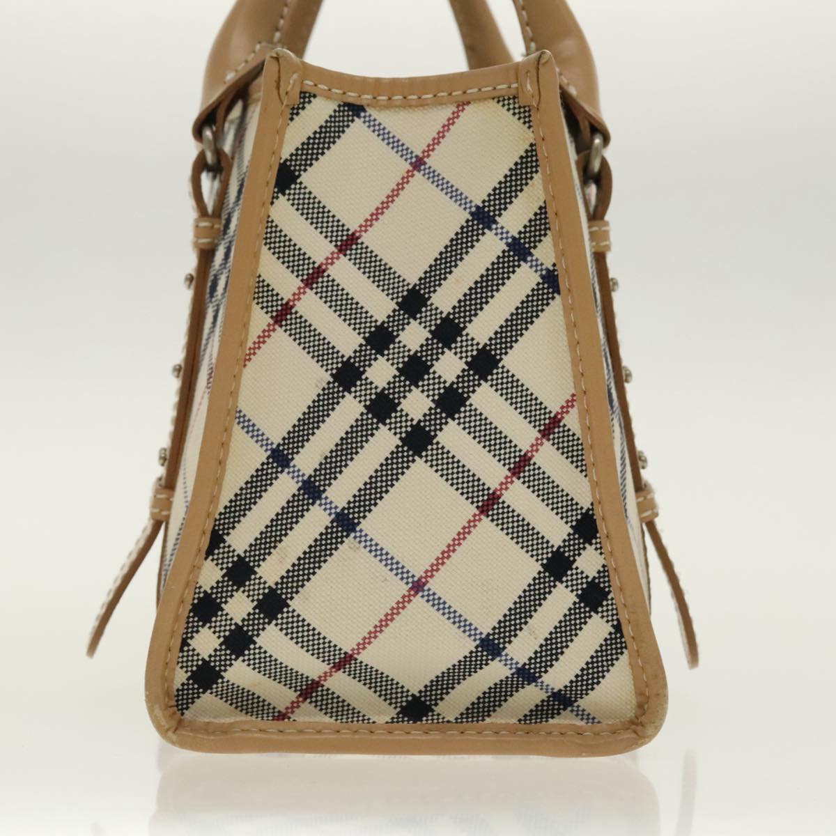 BURBERRY Nova Check Blue Label Hand Bag Canvas Beige Auth 96451