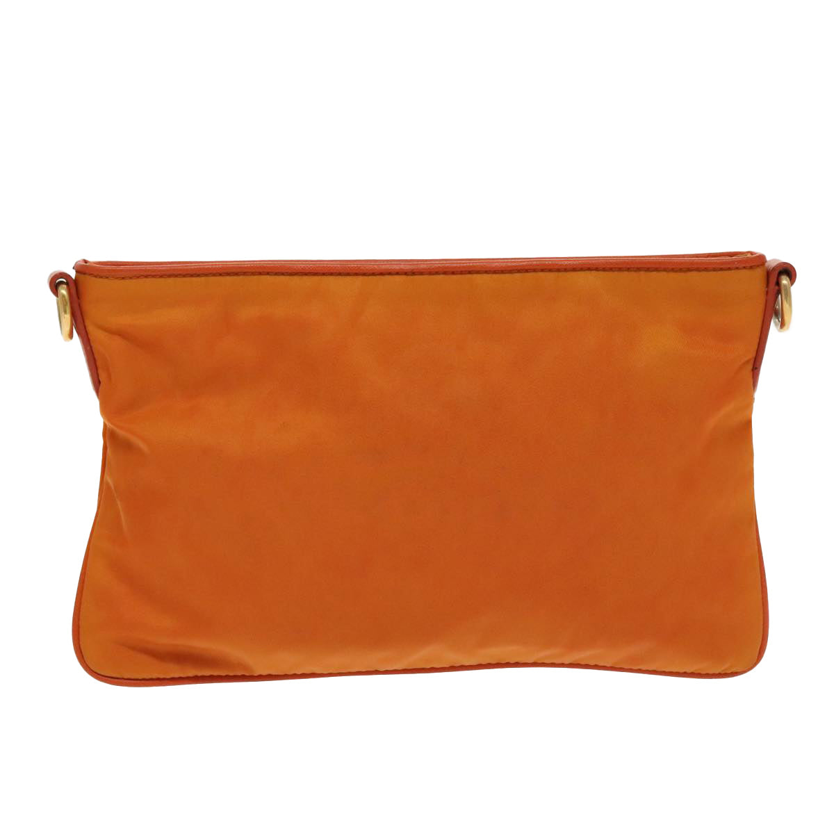 PRADA Shoulder Bag Nylon Orange Gold Auth 96469 - 0