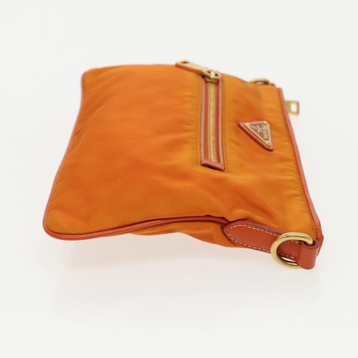 PRADA Shoulder Bag Nylon Orange Gold Auth 96469