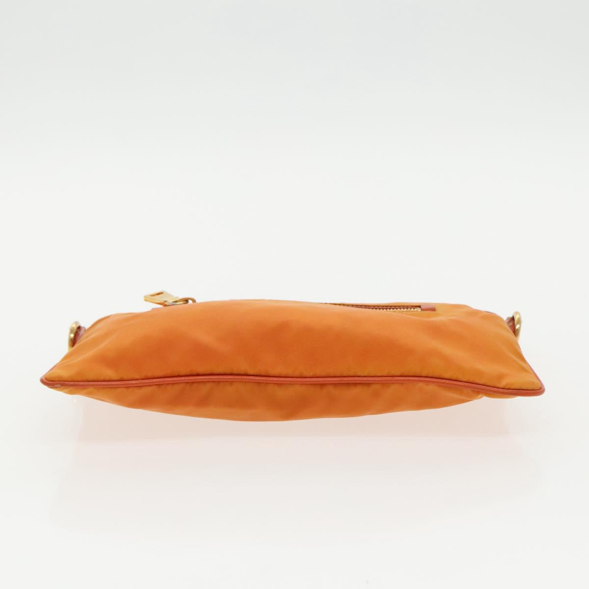 PRADA Shoulder Bag Nylon Orange Gold Auth 96469