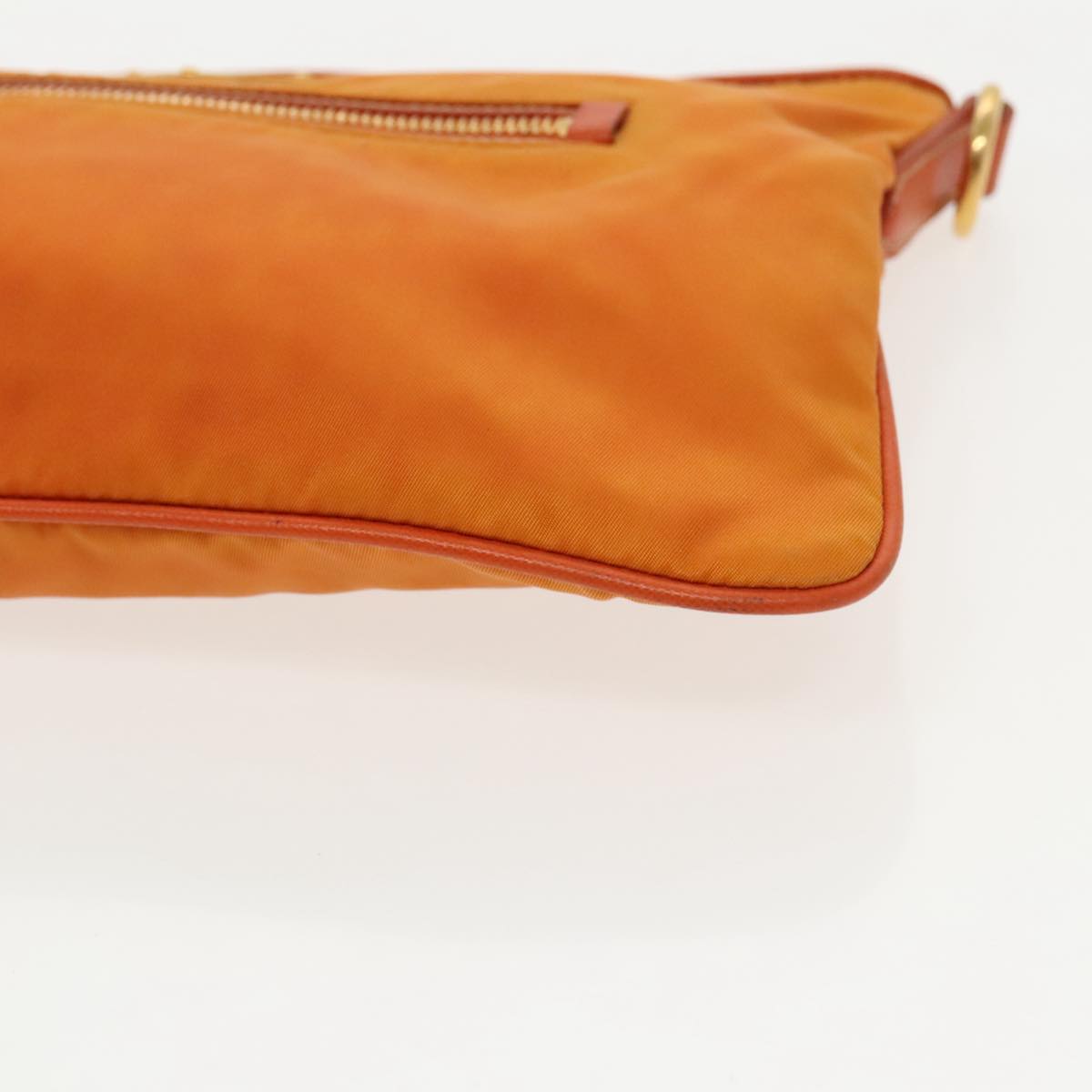 PRADA Shoulder Bag Nylon Orange Gold Auth 96469