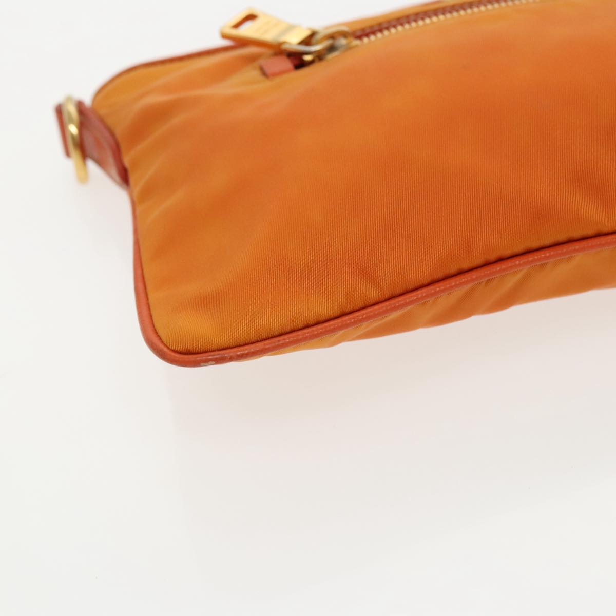 PRADA Shoulder Bag Nylon Orange Gold Auth 96469