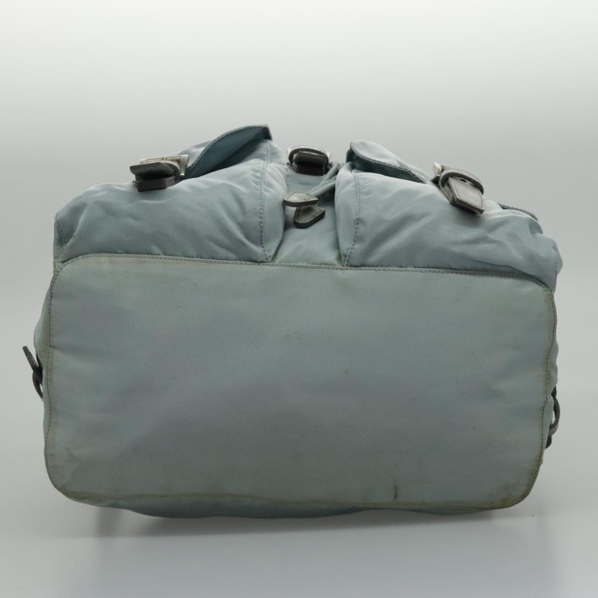 PRADA Backpack Nylon Light Blue Silver Auth 96485