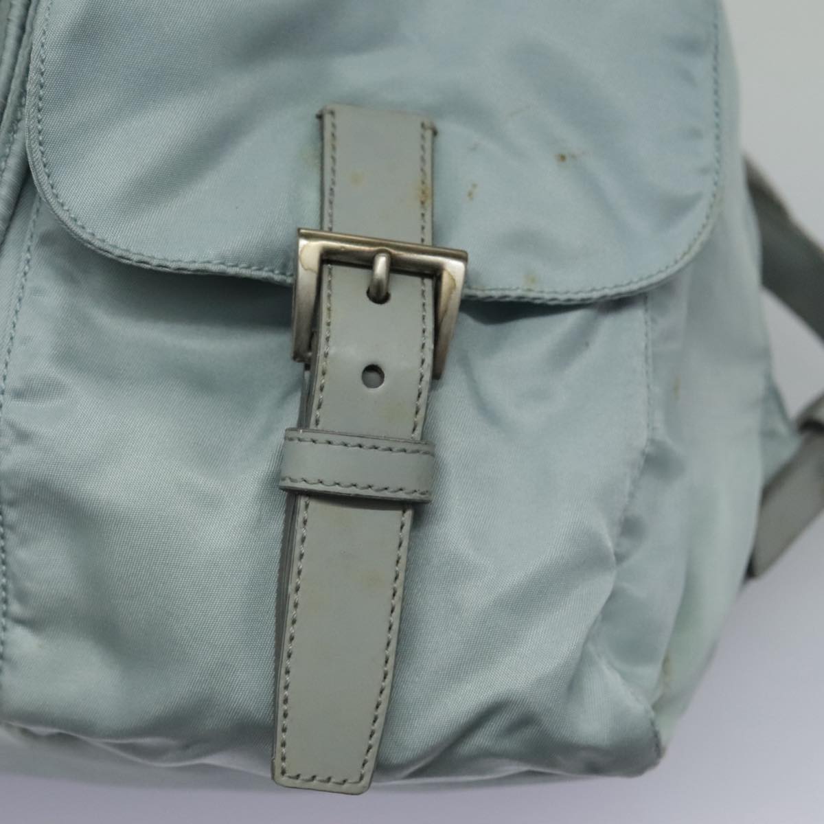 PRADA Backpack Nylon Light Blue Silver Auth 96485