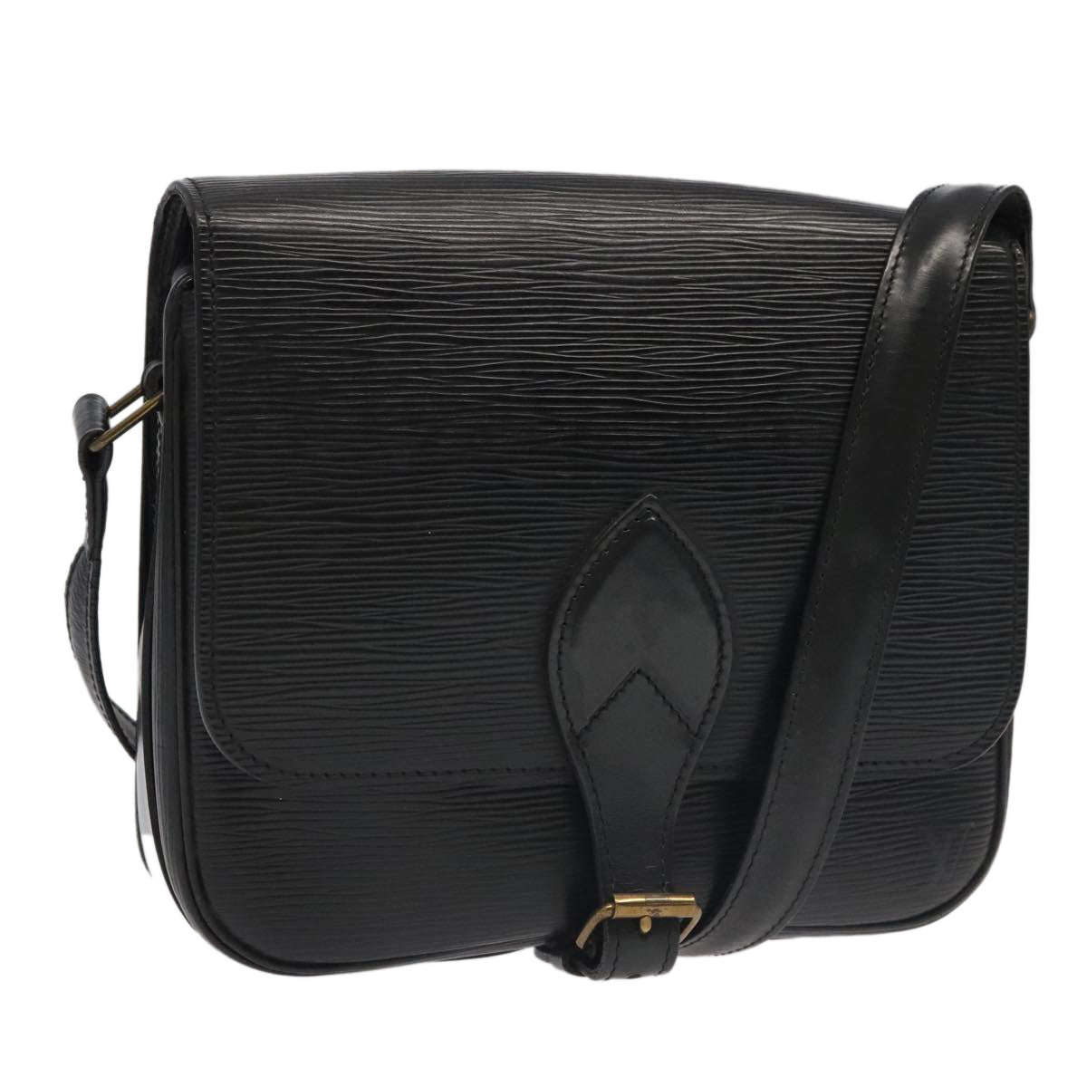 LOUIS VUITTON Epi Cartouchiere MM Shoulder Bag Black Noir M52242 LV Auth 96492