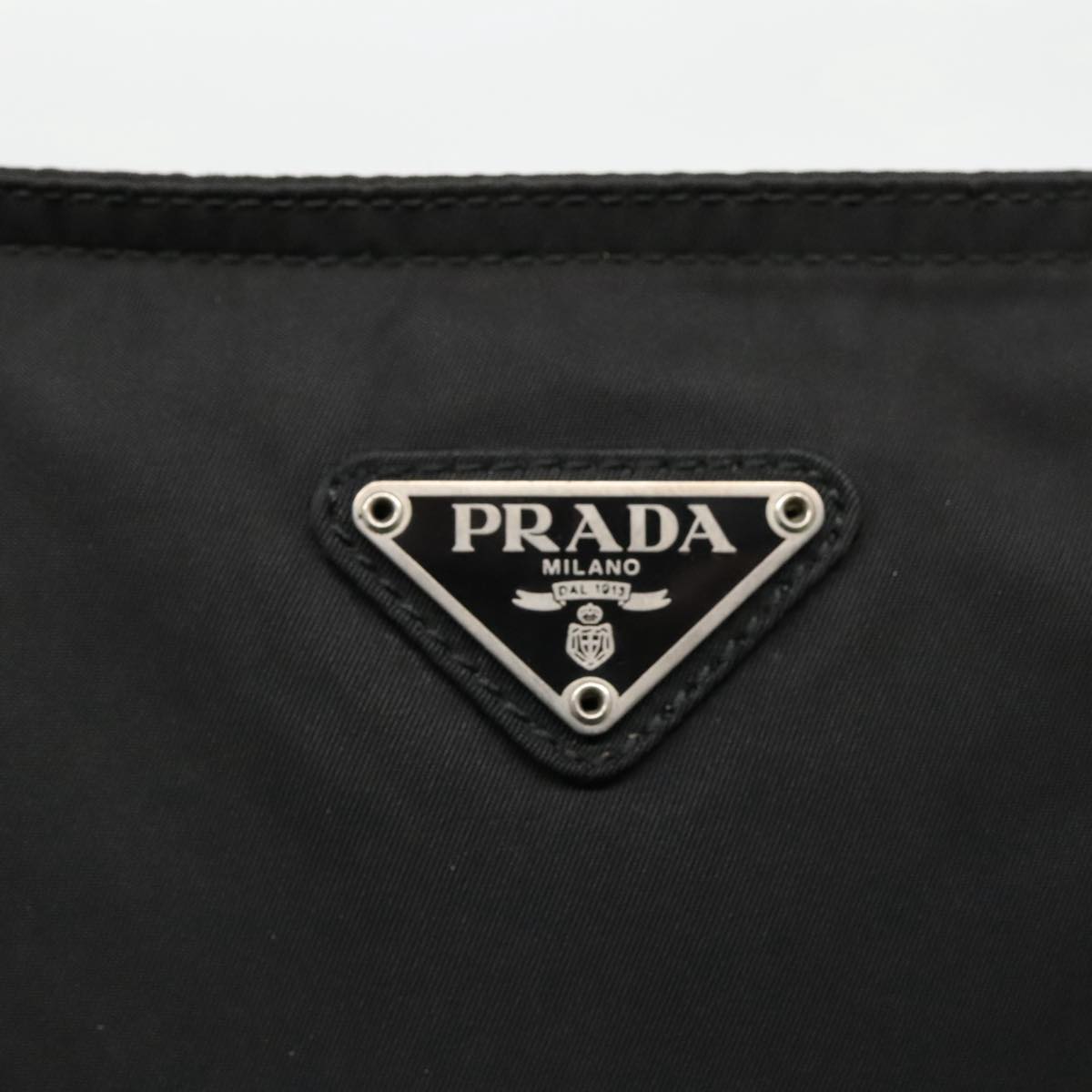 PRADA Shoulder Bag Nylon Black Silver Auth 96497